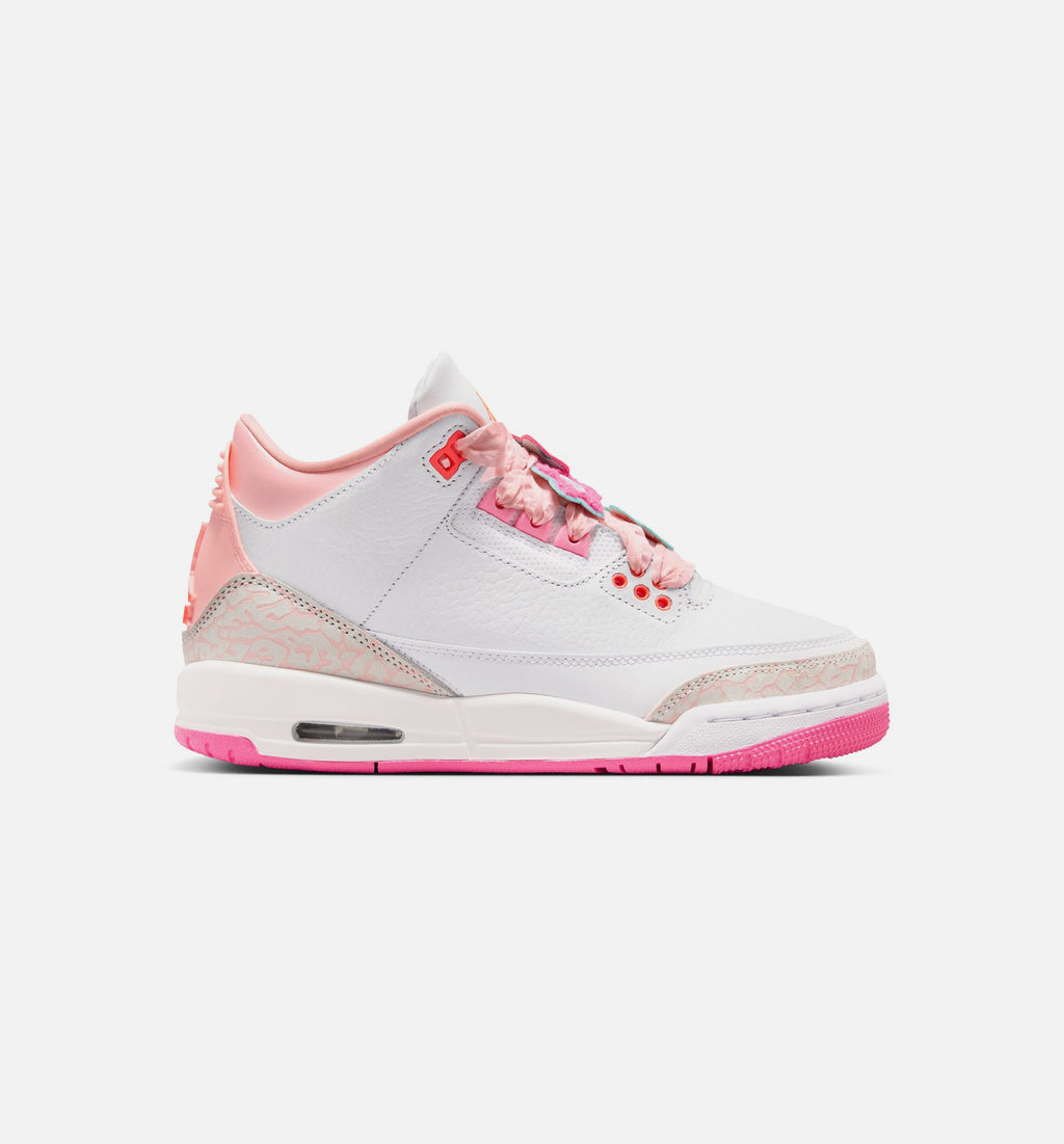 Air Jordan 3 Retro Spring Flowers Grade School Sneakers - Pearl Pink/Hyper Orange