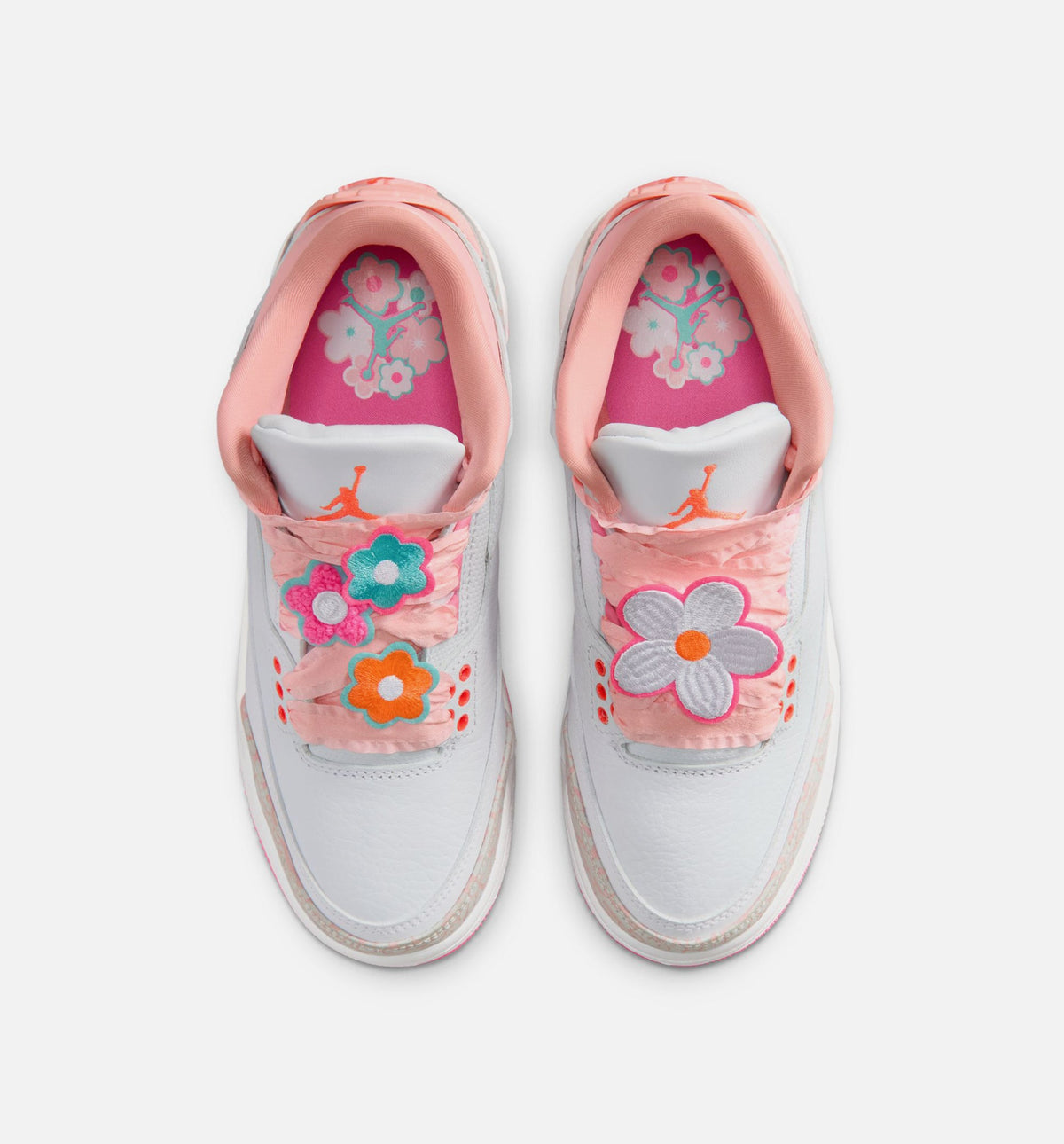 Air Jordan 3 Retro Spring Flowers Grade School Sneakers - Pearl Pink/Hyper Orange