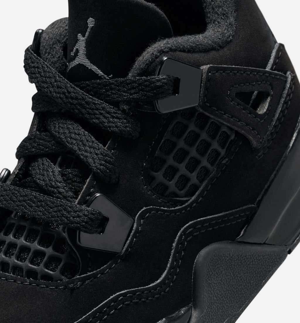Air Jordan 4 Retro Black Cat Infant & Toddler Sneakers - Black/Light Graphite