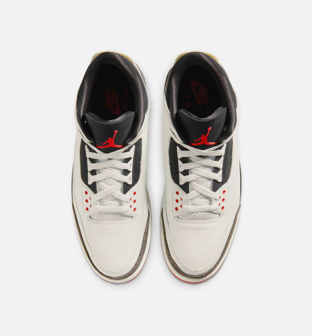 Air Jordan 3 Retro Sail and University Red Men's Sneakers - Sail/Black/University Red
