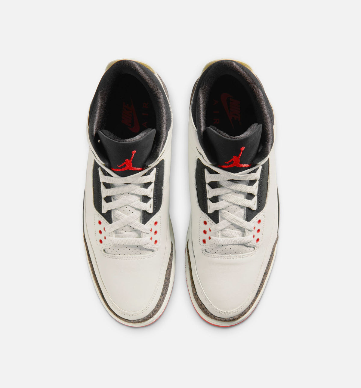 Air Jordan 3 Retro Sail and University Red Men's Sneakers - Sail/Black/University Red