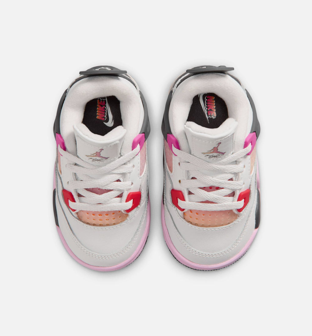 Air Jordan 4 Retro Comic Infant & Toddler Sneakers - Off White/Fire Pink/Anthracite