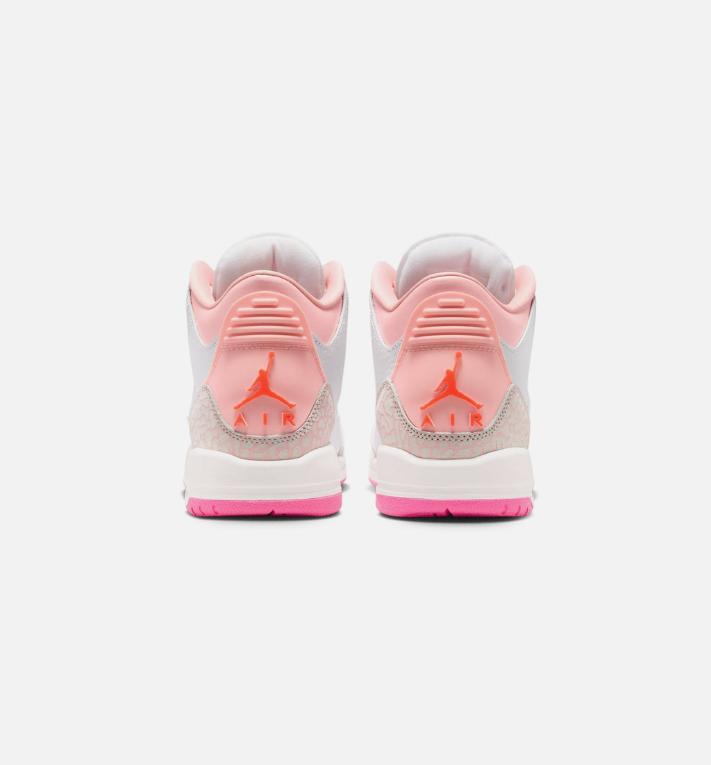 Air Jordan 3 Retro Spring Flowers Grade School Sneakers - Pearl Pink/Hyper Orange